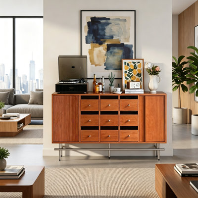 Glass Stainless Steel Cabinet Foot Buffet Table