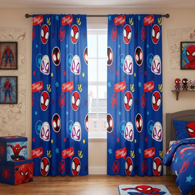 82 x 63inch Spidey & His Amazing Friends Window Curtains for Girls/Boys Kids Bedroom Decor, 2 pcs Rod Pocket Spidey & His Amazing Friends Panels Set