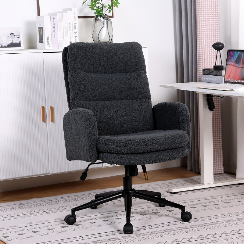Suleimn Height-Adjustable Office Chair Task Chair With Padded Arms, Gray