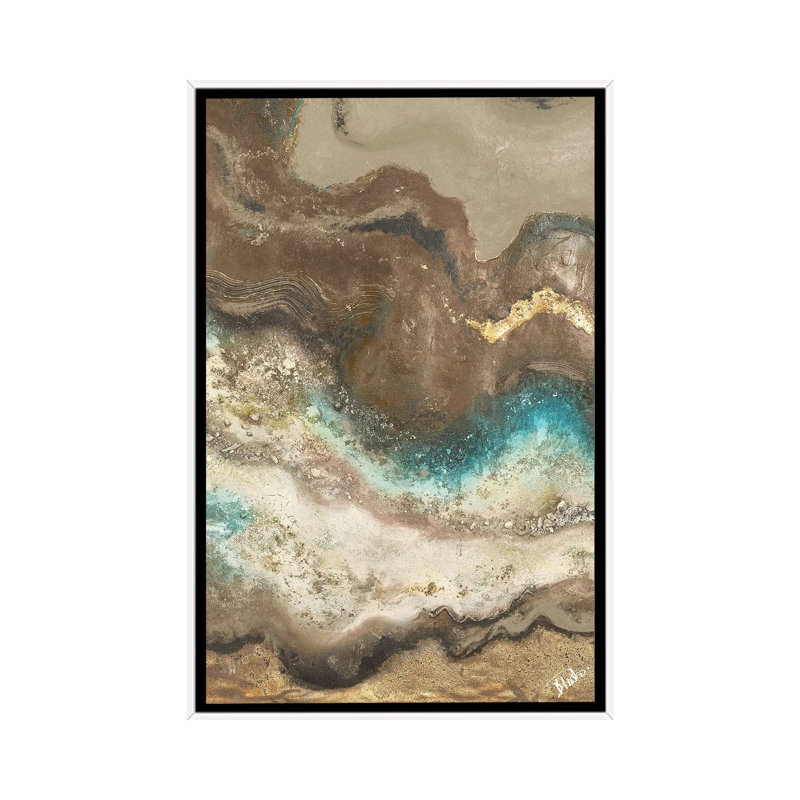 "Neutral Tierra rectangle I" par Patricia Pinto, reproduction d’art, Pas de tapis, Toile blanche encadrée