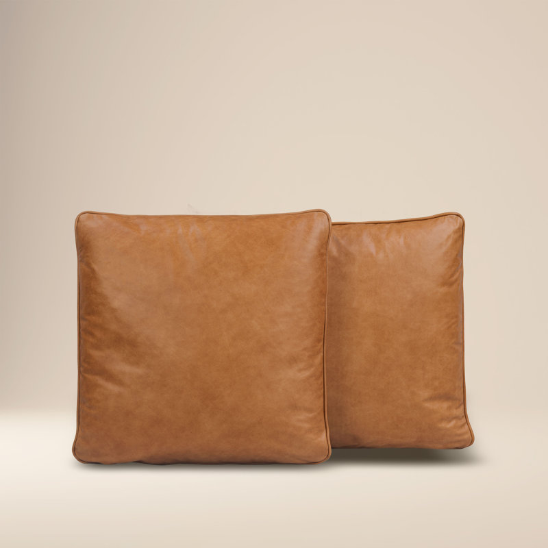 Dobla Throw Pillow Leather Front / Fabric Back