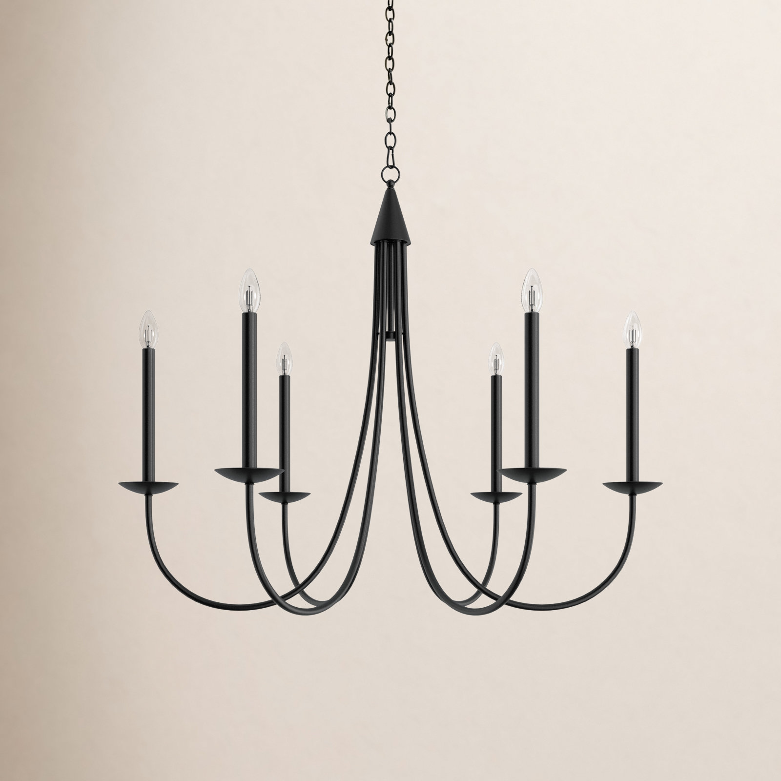Baltray 6-Light Chandelier, Black, 35.3" H x 42" W x 42" D