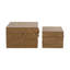 S / 2 boîtes de rangement décoratives en bois avec finition en placage de frêne et poignées en arc doré L: 8 x 6 x 4 po S: 6,3 x 3,7 x 3