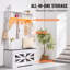 Banc d'entrée Hall Tree, banc de vestiaire de 107 cm de large avec rangement et siège, étagères réglables et 7 crochets de suspension, porte-manteau à DEL avec rangement pour chaussures, entrée, couloir, conçu pour le vestiaire