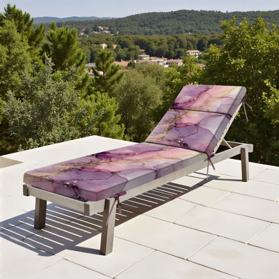  Coussin de patio d'extérieur pour l'extérieur 3 po Lavande rose bicolore à rayures dorées à rayures dorées scintillantes Coussin de chaise longue résistant à l'eau pour chaise