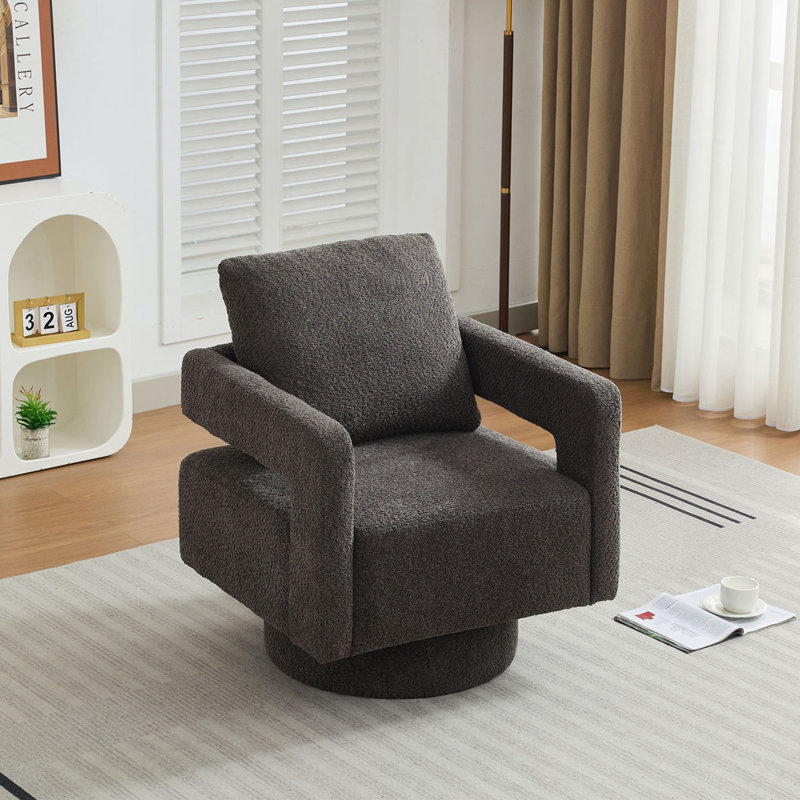 Fauteuil d'appoint pivotant revêtu de tissu bouclé, Gris anthracite
