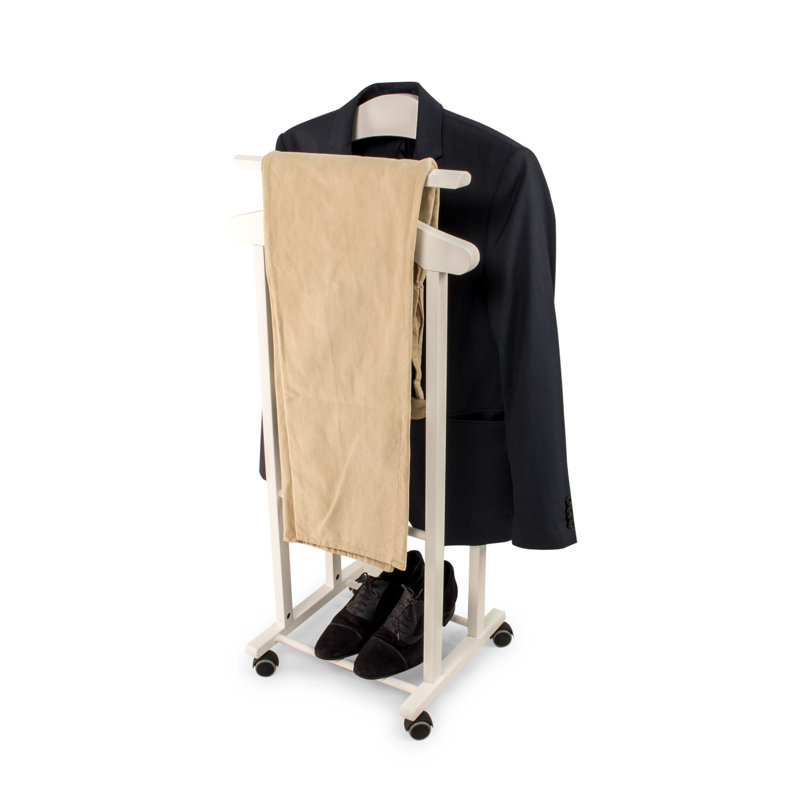 Brady Solid Wood Freestanding Valet Stand, White
