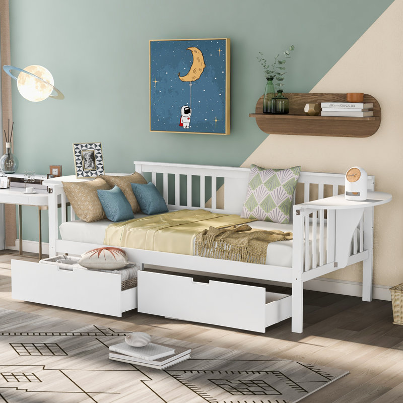 Rashann Daybed with Drawers, White, Twin