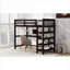 Structure de lit simple en pin massif à finition brune avec tablettes de rangement et éclairage DEL pour petite chambre à coucher de style contemporain