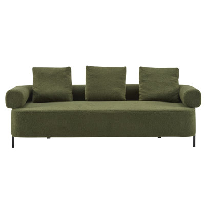 78" Modern 3-Seater Green Upholstered Sofa