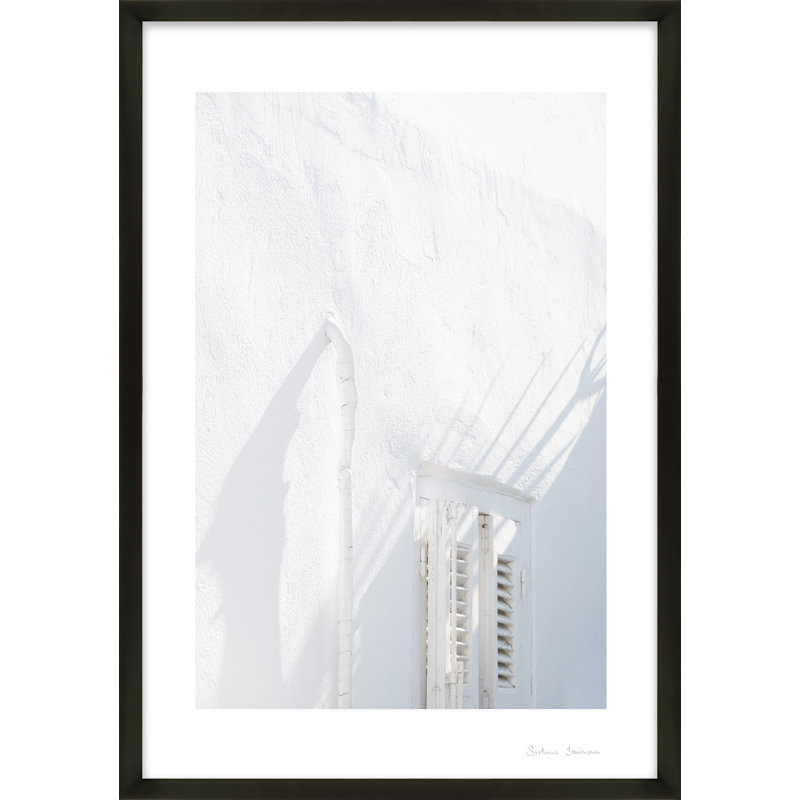 White Fragments From Greece 1.5 Print by Svetlana Smirnova, 25" H x 17.5" W x 1.25" D, Black Framed