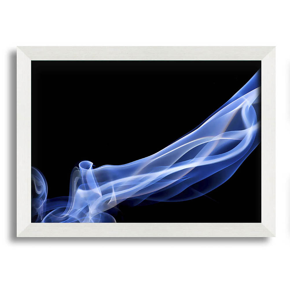 Blue Smoke On Black Gerahmter Druck Wandkunst