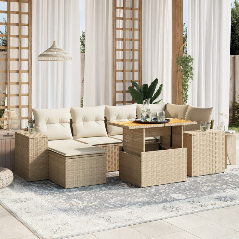  Ensemble de canapé de jardin beige, Beige