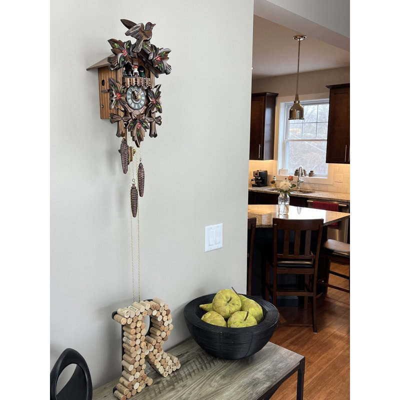 14" Cuckoo Clock with Hourly Dancers and Hand-Carved Leaves