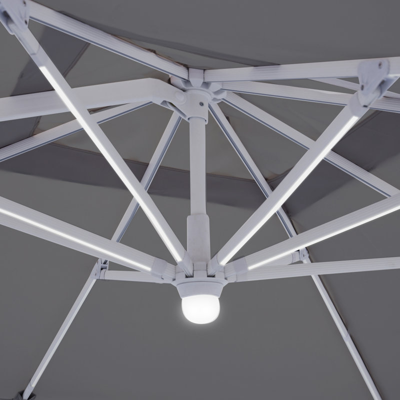Israel 300cm Lighted Cantilever Parasol, White, Light Grey