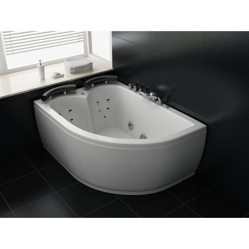 Porcher 1100mm x 1550mm Corner Whirlpool Acrylic Bathtub with Tap, Right