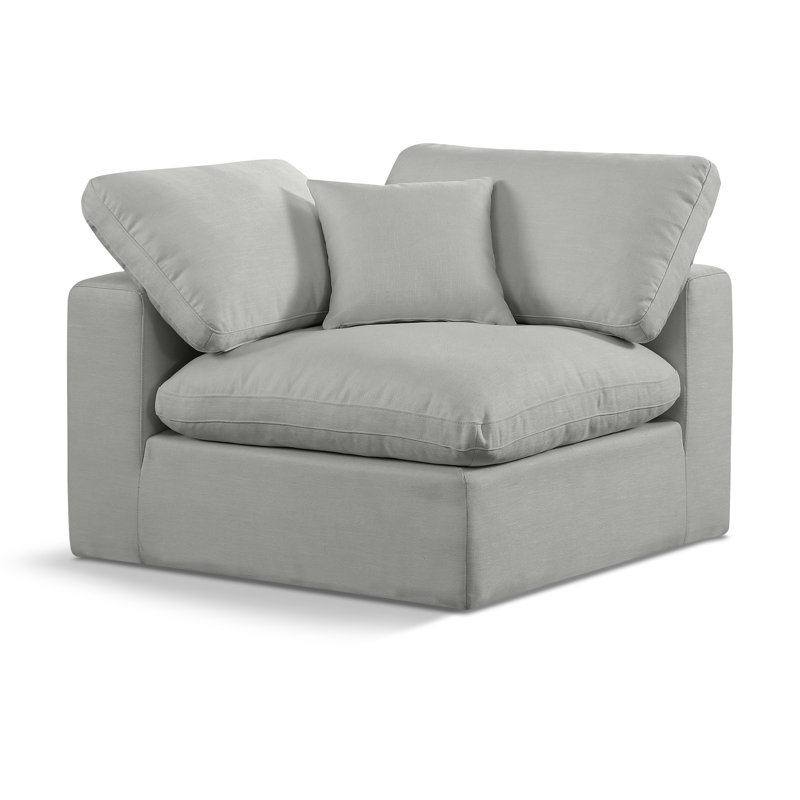 Huxton 40 inches Wide Linen Textured Fabric Corner Chair, Gray Linen Textured Fabric