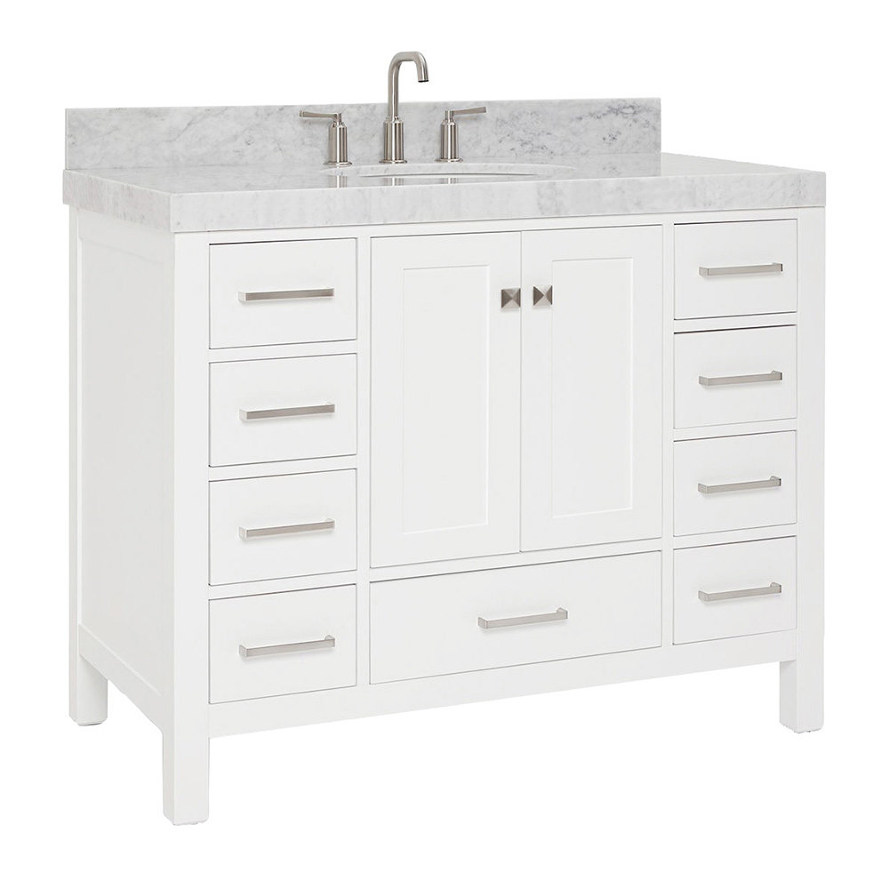 Ariel Bath Cambridge 42'' Single Bathroom Vanity with Marble Vanity Top ...