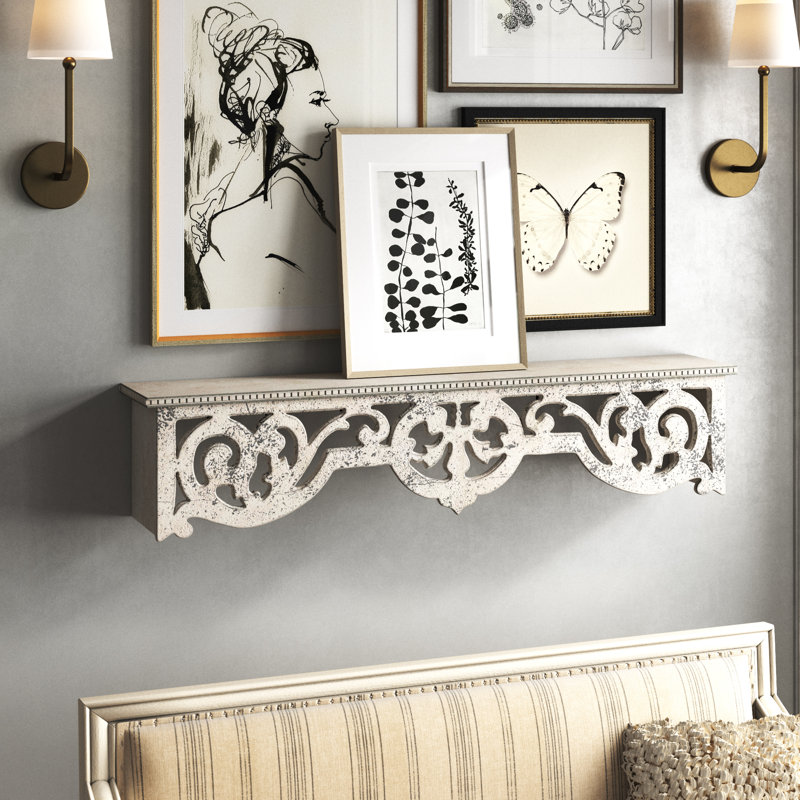 Étagère murale à volutes en bois beige à 1 tablette Sellner
