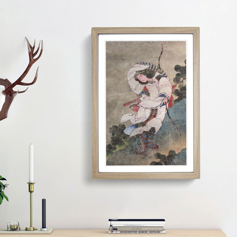 Empress Jingu by Katsushika Hokusai - Picture Frame Painting Print, 65cm H x 48cm W x 2cm D, Oak Framed