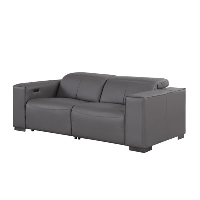 Luxurious Genuine Leather Power Reclining Loveseat With Power Headrest