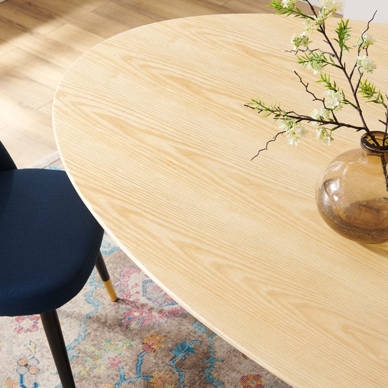 Silver Orchid Fein Oval Dining Table, 47" W x 78" L, Natural, Black