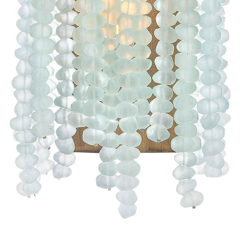 Dune Single Light Hand-Strung Sea Glass Wall Sconce, Blue Sea