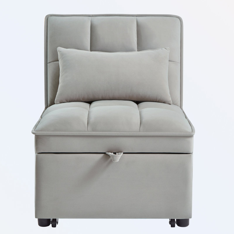 Chaise longue convertible avec dossier réglable et coussins, Gris