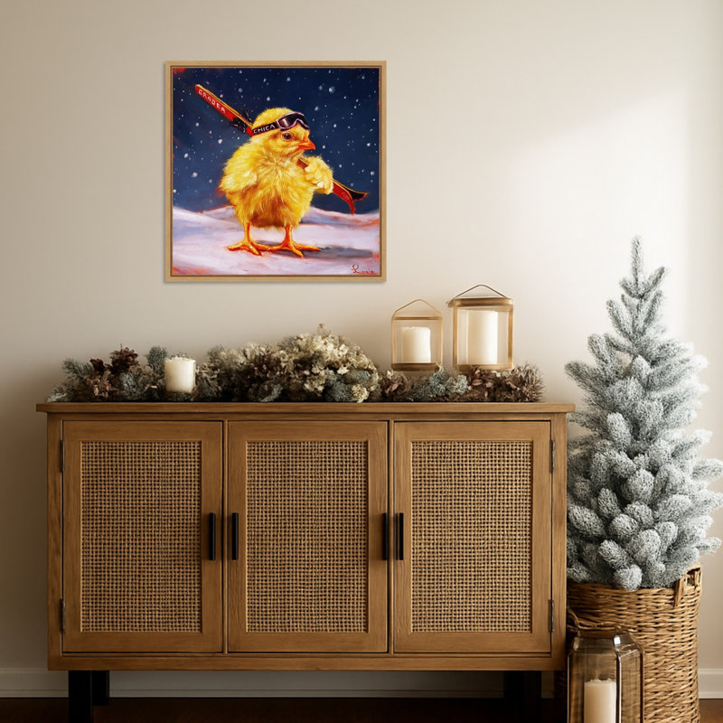 «Chick with Sticks» par Lucia Heffernan, reproduction d'art sur toile encadrée