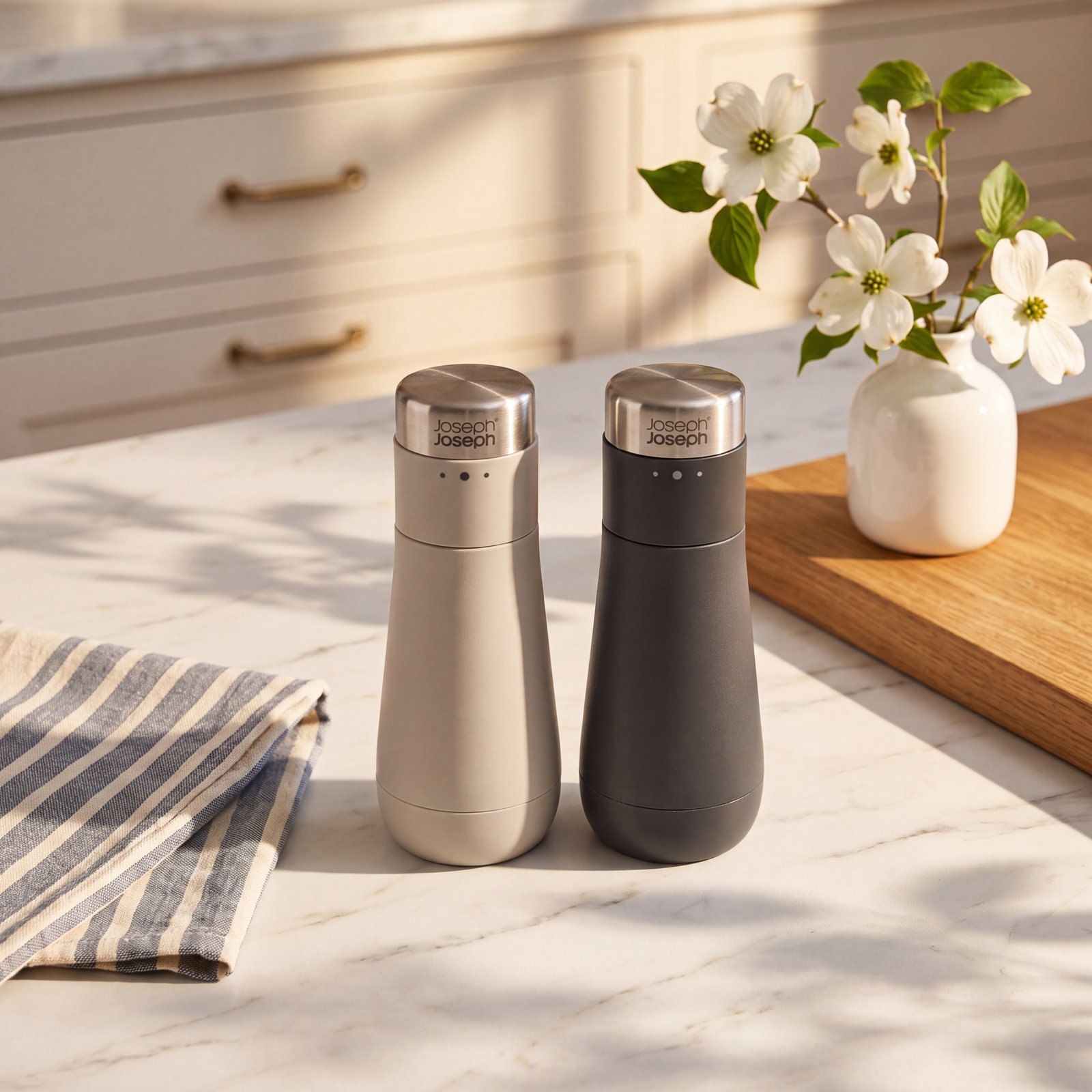 Joseph Joseph Milltop Salt and Pepper Mill Set, Gray