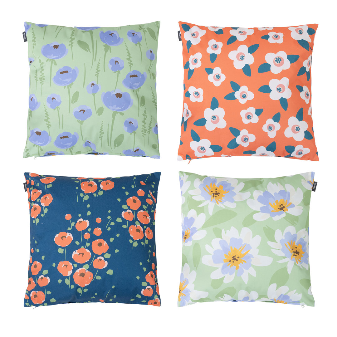 Indoor / Outdoor Floral Square Scatter Cushion with Filling