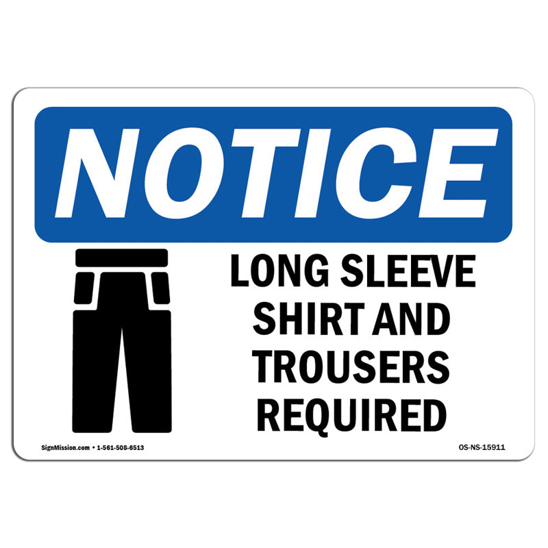 Avis - Chemise à manches longues et pantalons requis