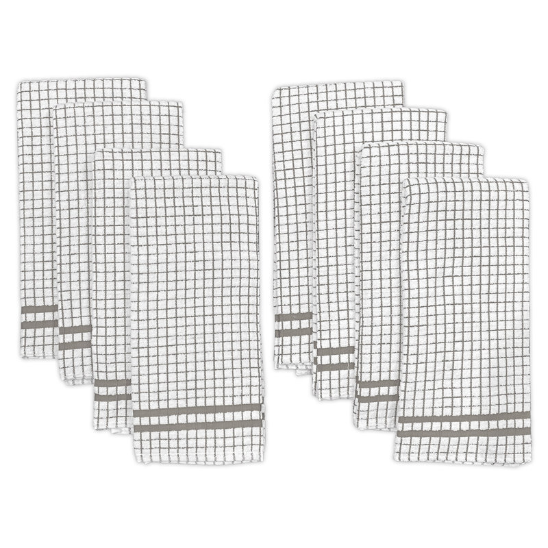 Serviette de cuisine en coton à carreaux, Gris