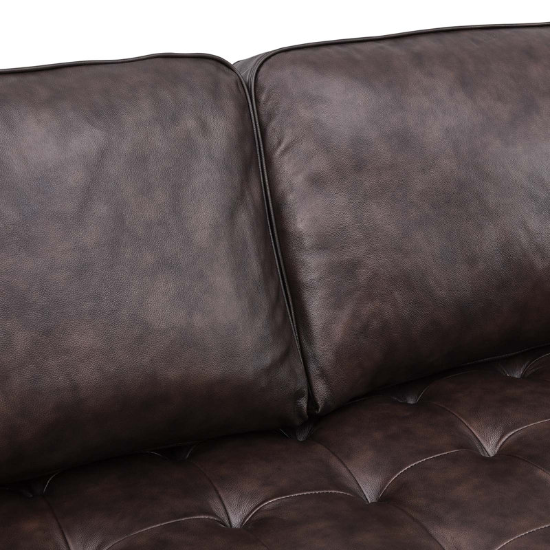 Valour 98" Leather Sectional Sofa, Brown Genuine Leather