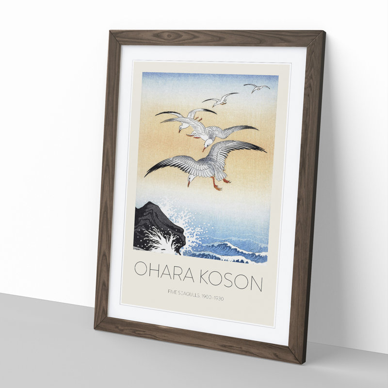 Seagulls Above the Sea by Ohara Koson - Picture Frame Graphic Art, 65cm H x 48cm W x 2cm D