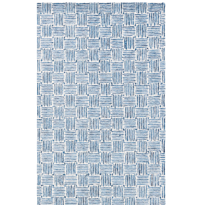 Tapis bleu marine / ivoire Micro-Loop 537, Rectangulaire 3 pi x 5 pi