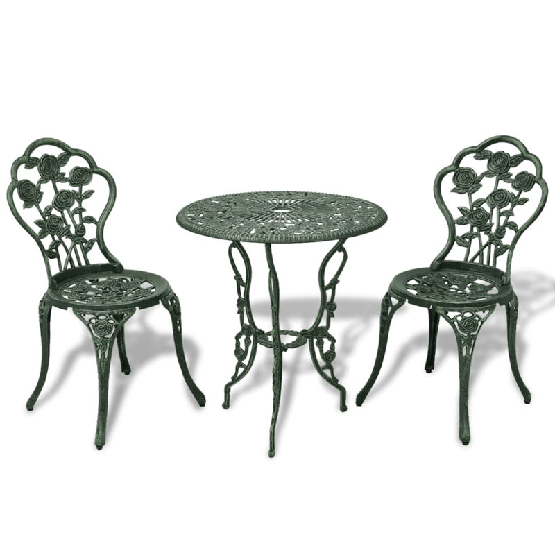 Barreto 3 Piece Bistro Set Cast Aluminium, Green
