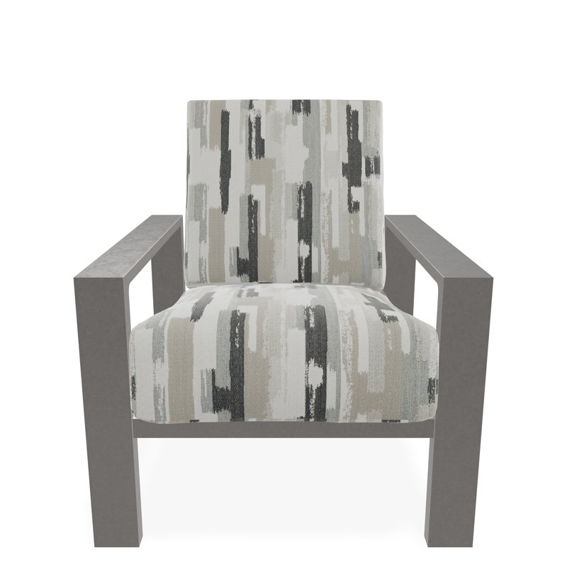 Larssen Deep Seating Cushion Arm Chair, Warm Gray, Dreamscape Seaglass
