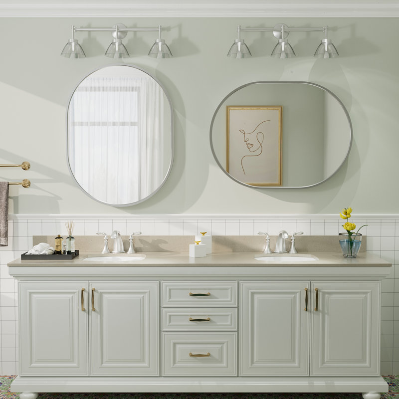 Miroir mural Amara, 32 po x 24 po, Argent brossé