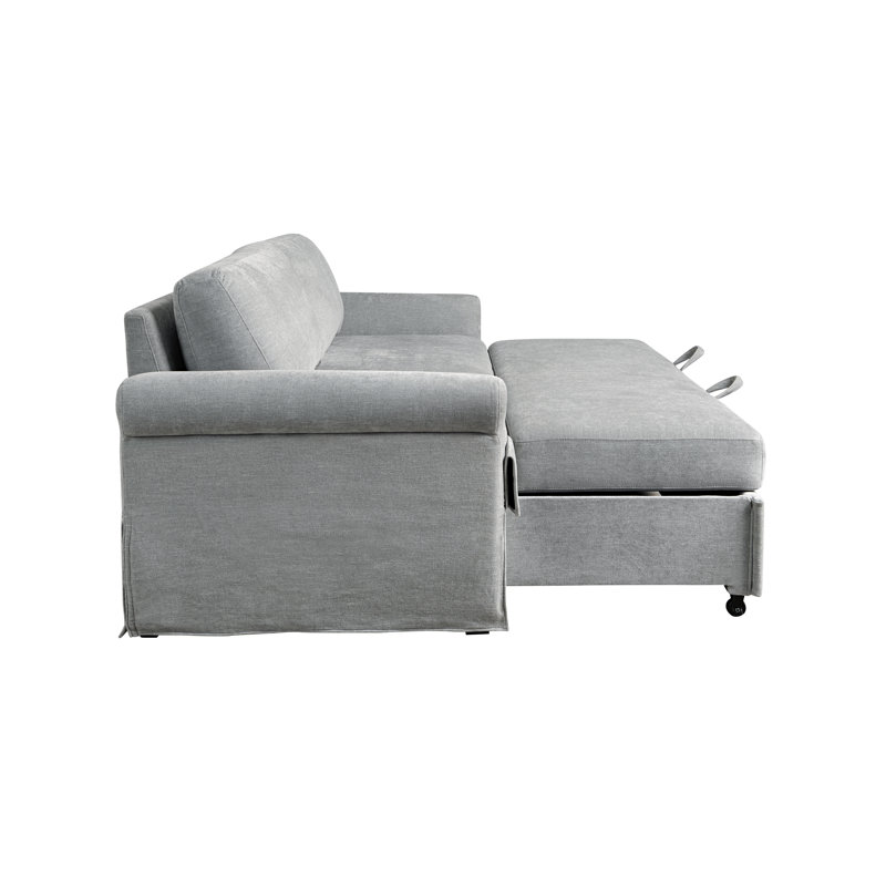 Carolena 90.9'' Queen Slipcovered Rolled Arm Convertible Sofa Sleeper