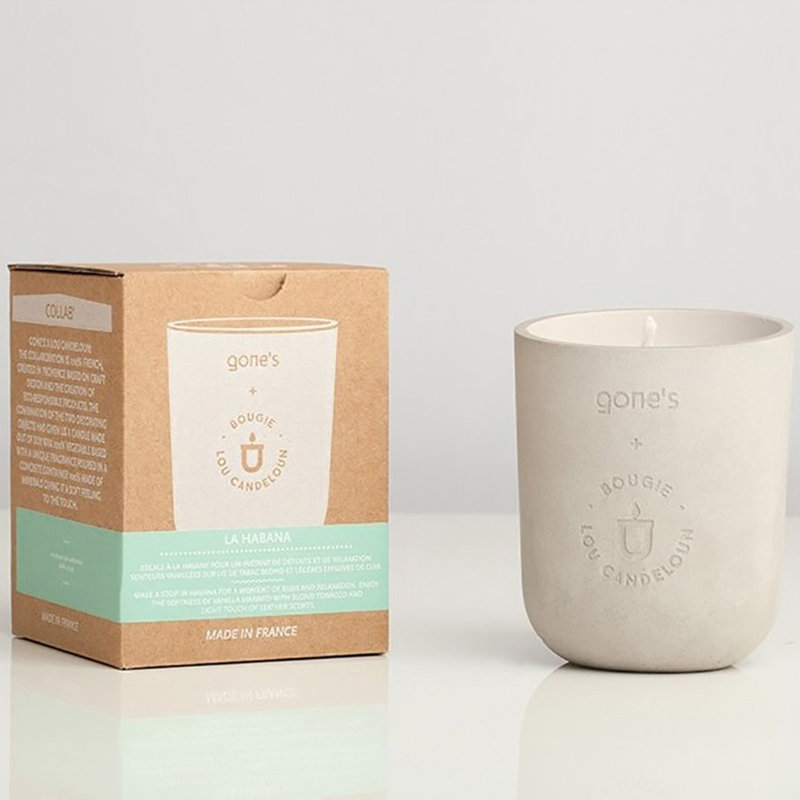 VANILLA TOBACCO LEATHER Scented Jar Candle with Concrete Holder