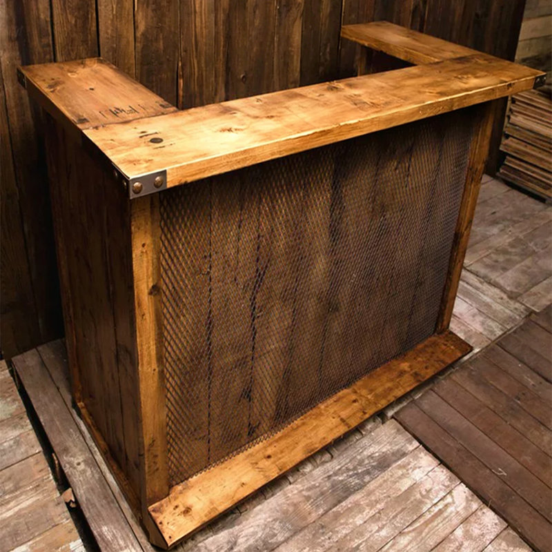 Retro Rectangular Solid Wood Reception Desk, 39.37