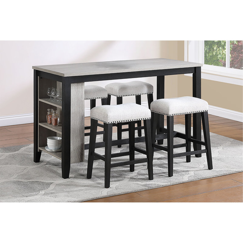 Ensemble de comptoir 5 pièces, White / Antique Black,Antique Gray, Noir, blanc, White, H 36 po x l 58 po x P 28 po