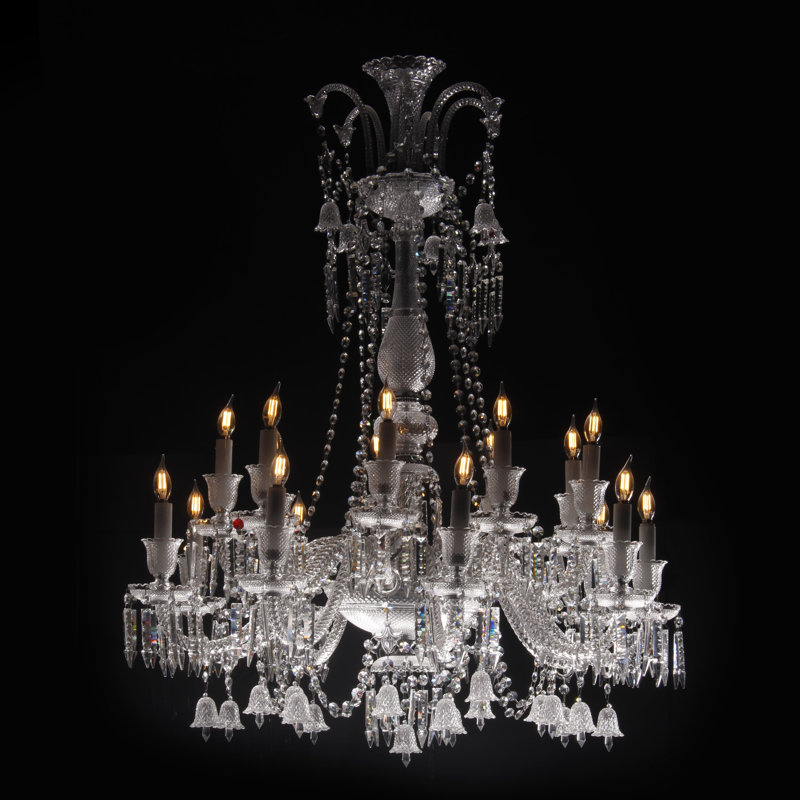 Lustre à plusieurs niveaux de style bougie 18 lumières Roder, Ambre