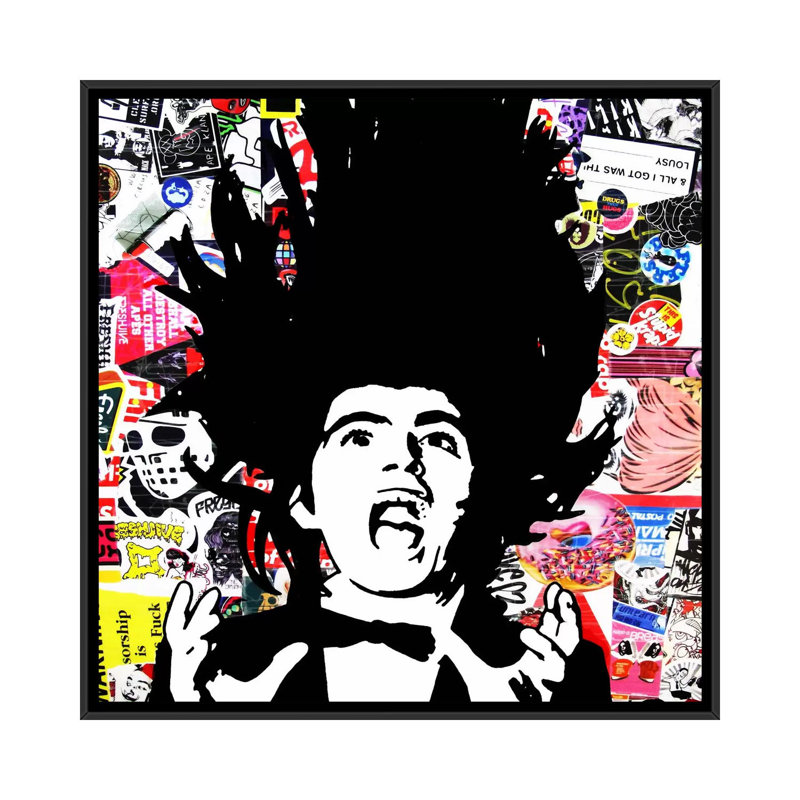 « screaming lord », impression sur toile, H 18 po x l 18 po x P 1,5 po, Toile avec cadre noir, Pas de tapis