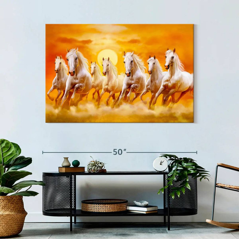 Seven Running Horses Canvas Print, 32" H x 48" W x 1.25" D
