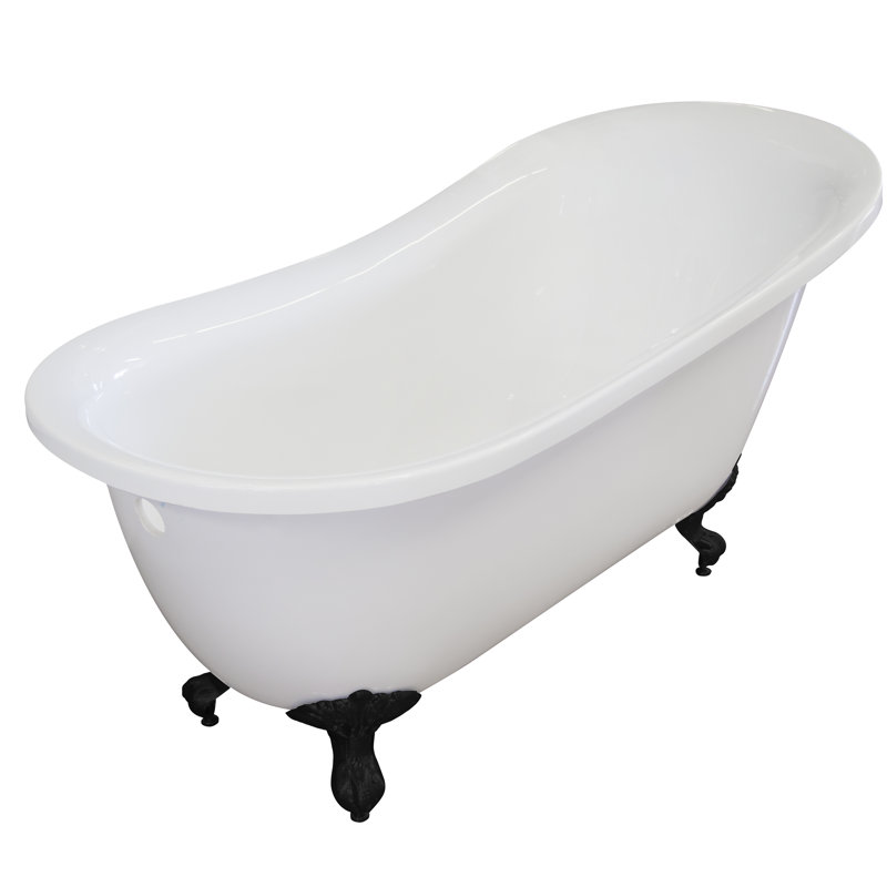 60.75'' x 30'' Freestanding Soaking Acrylic Bathtub, Black
