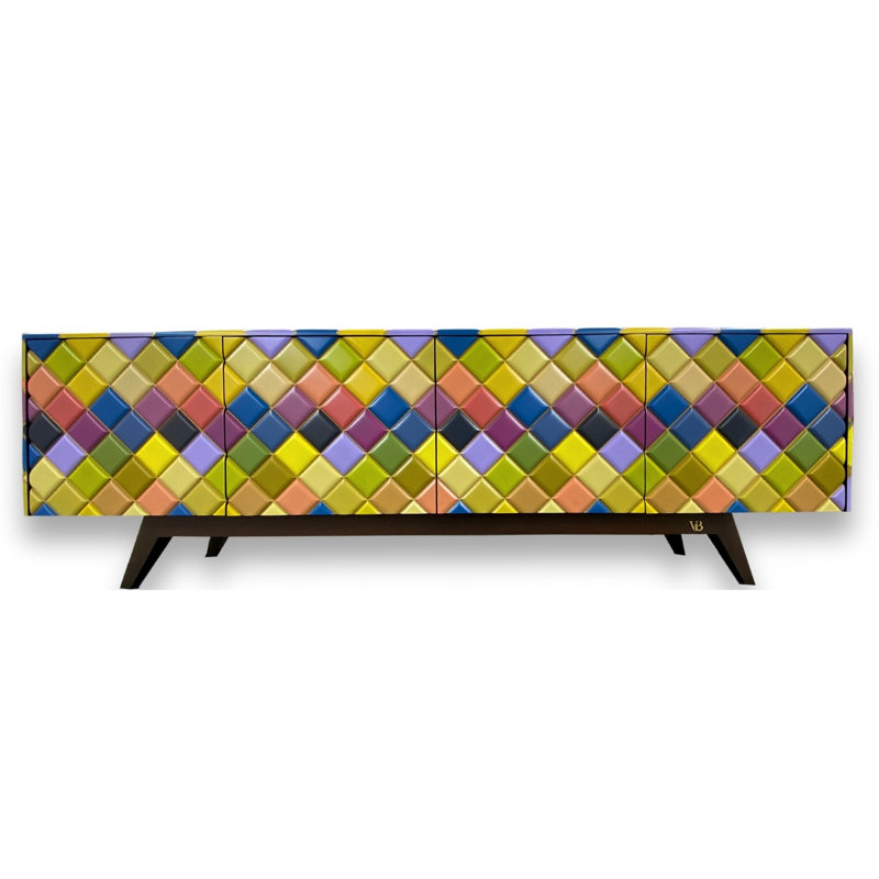 Buffet en bois massif 81 po, Couleur vive