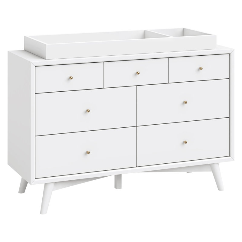 Commode double 7 tiroirs Babyletto, Blanc