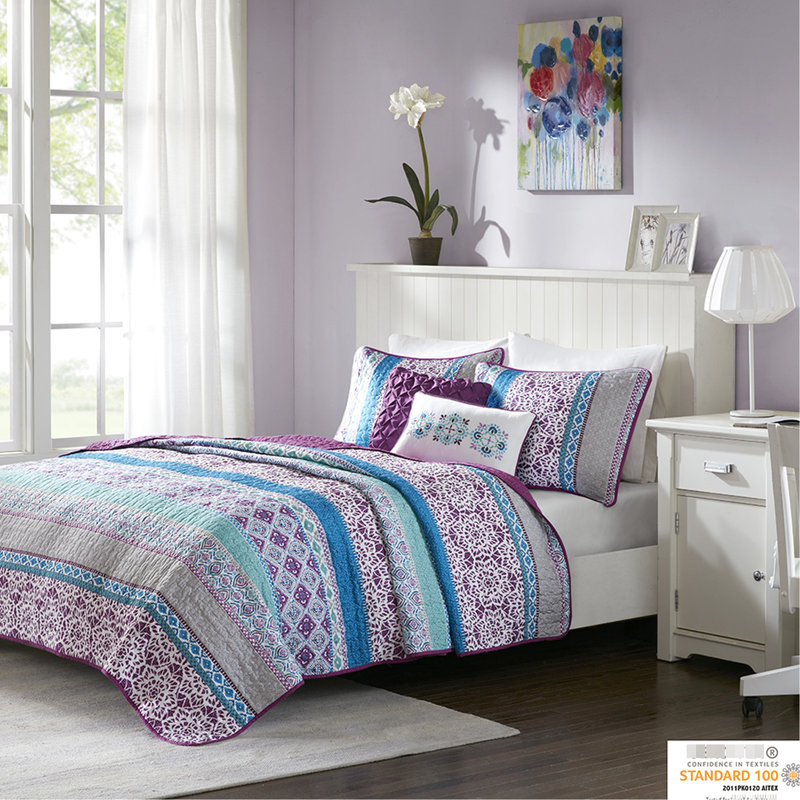 Courtepointe simple / simple TG avec envers mauve - d'inspiration mondiale et décorative pour coussins